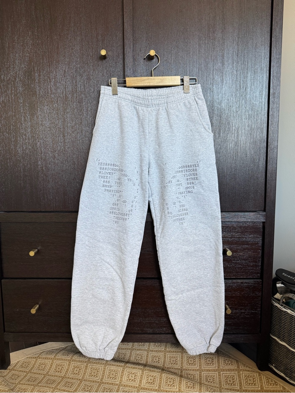Praying Heather Gray Women's Sweatpants with Butterfly Print